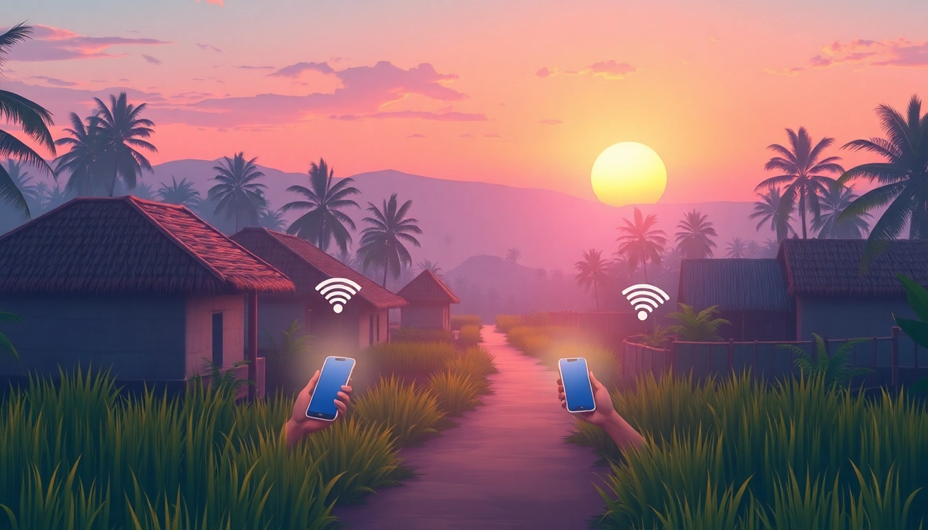 AI-generated scene of rural Indian users engaging in nsfw ai chat through smartphones, highlighting connectivity and privacy.